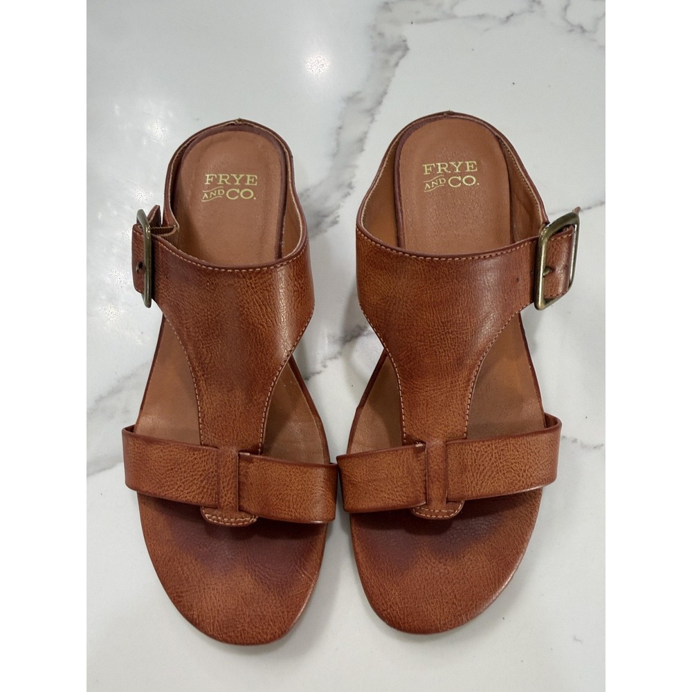 Frye And Co. Ionia Sandals Shoes Womens Size 6 Brown Slingback Wedge Low Heel